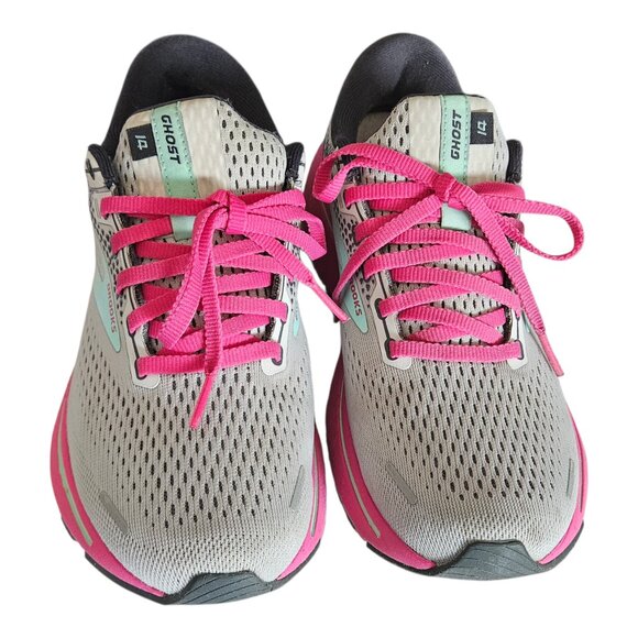 Brooks Ghost 14 Women Running Shoes Size 8 Gray Pink Cushioned Sneaker - Picture 5 of 9